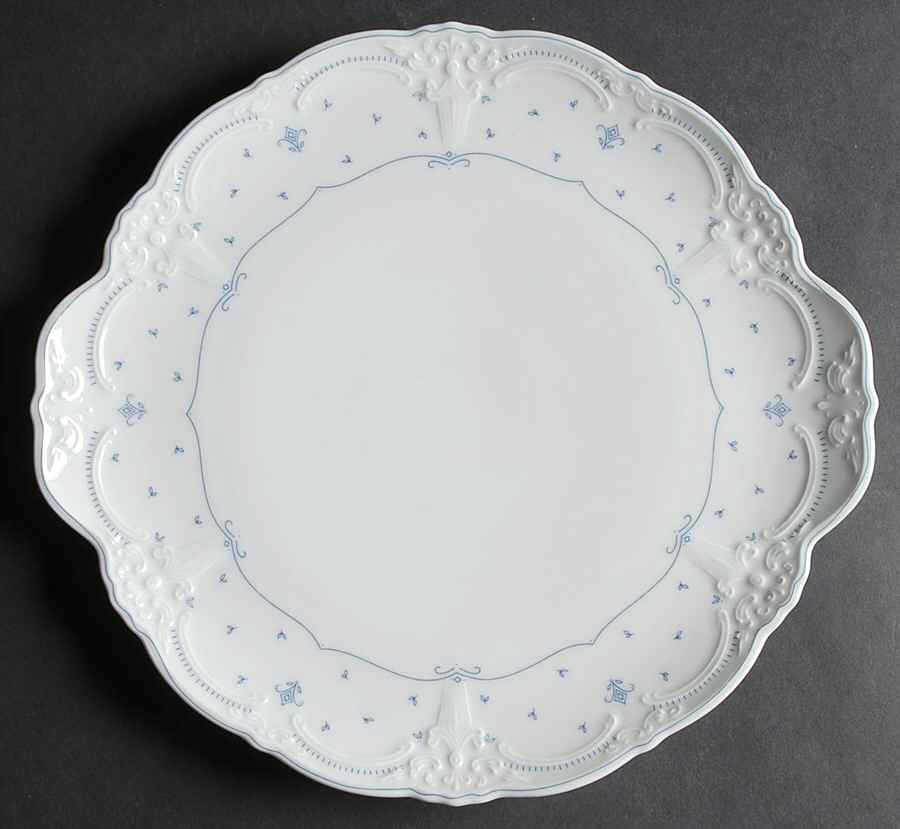 Fleur De Lis Blue Handled Cake Plate by Tirschenreuth-1