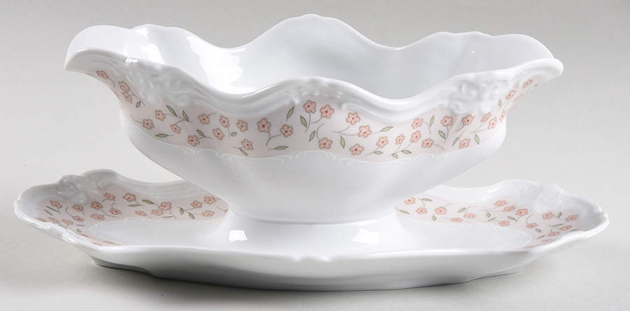 Fleur De Mers Gravy Boat with Attached Underplate by Tirschenreuth-1