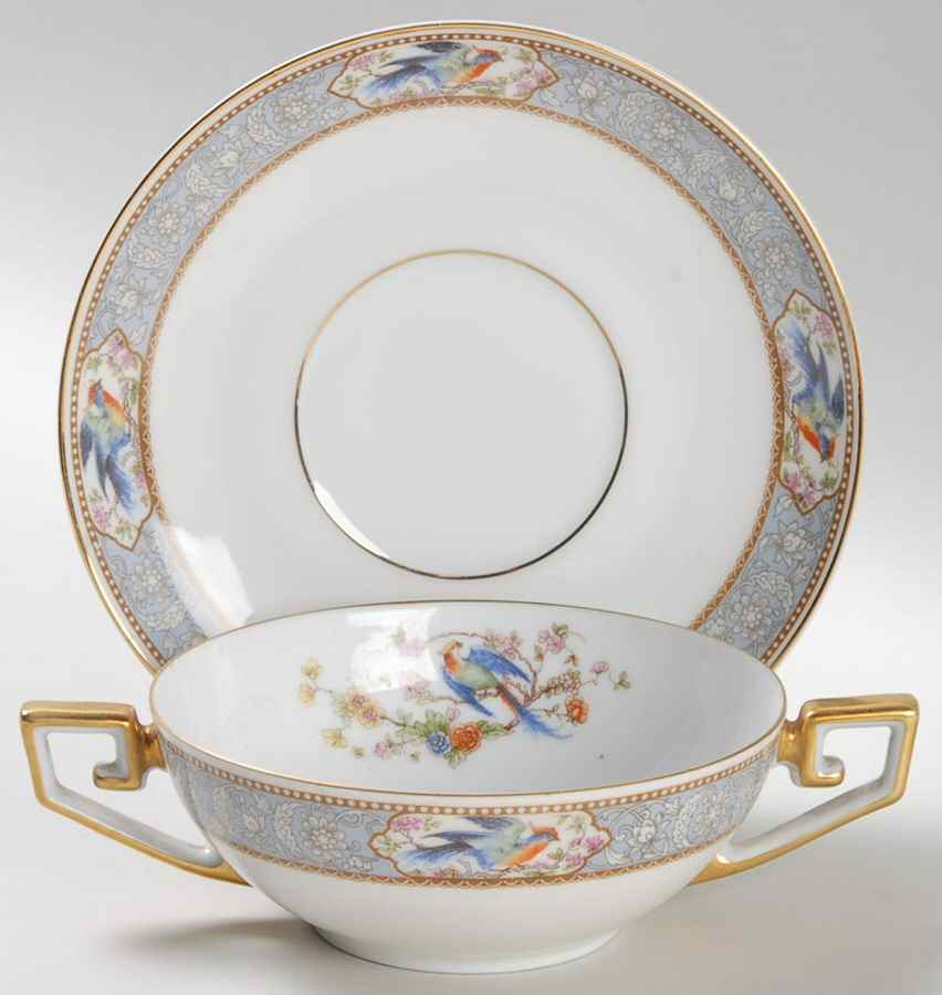 Florida Flat Cream Soup Bowl & Saucer Set by Tirschenreuth-1