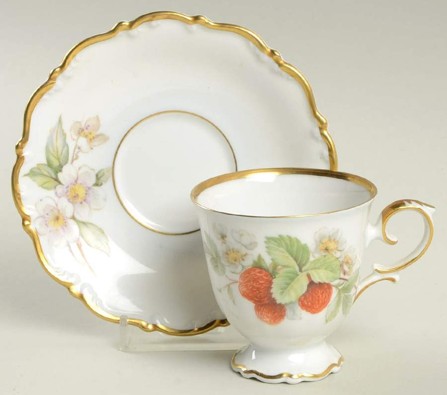 Fruit Footed Demitasse Cup & Saucer Set by Tirschenreuth-1