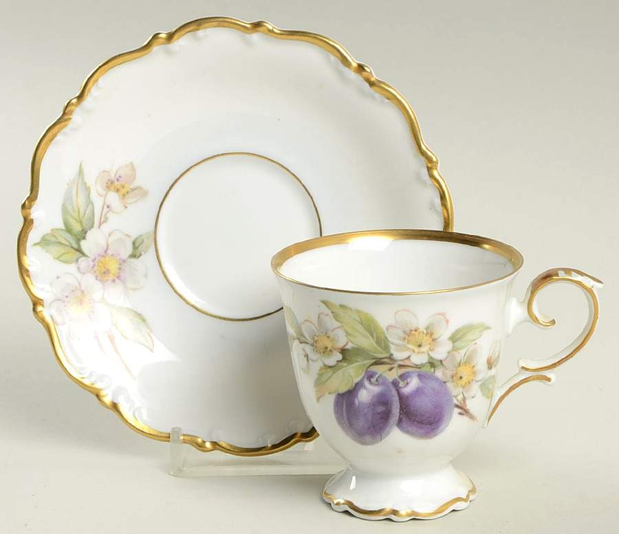 Fruit Footed Demitasse Cup & Saucer Set by Tirschenreuth-1