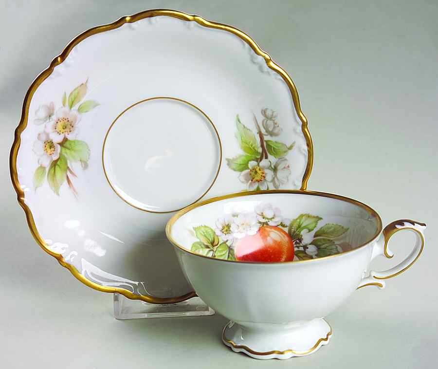 Fruit Footed Cup & Saucer Set by Tirschenreuth-1