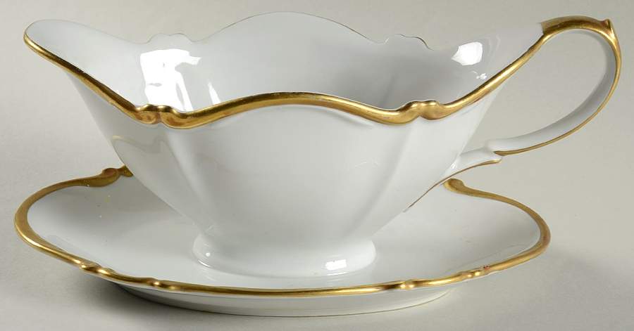 Golden Band Gravy Boat with Attached Underplate by Tirschenreuth-1