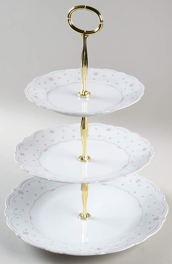 Marie Rouge 13 7/8"-14 1/4" 3-Tiered Serving Tray(DP,SP,BB) HC by Tirschenreuth-1