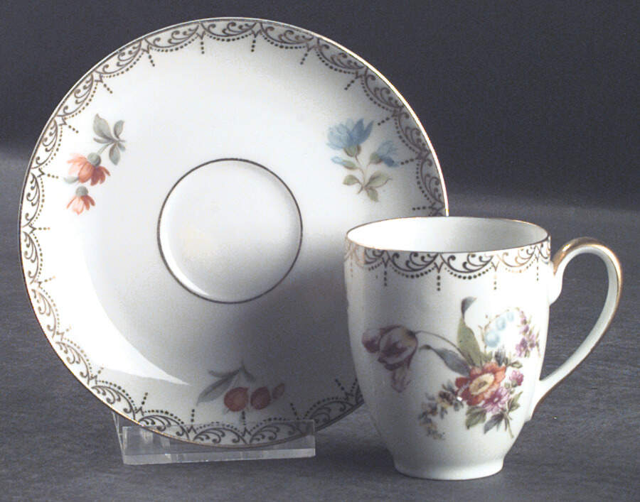 Old Meissen Flat Demitasse Cup & Saucer Set by Tirschenreuth-1