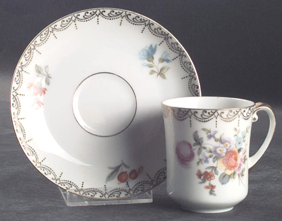 Old Meissen Flat Demitasse Cup & Saucer Set by Tirschenreuth-1