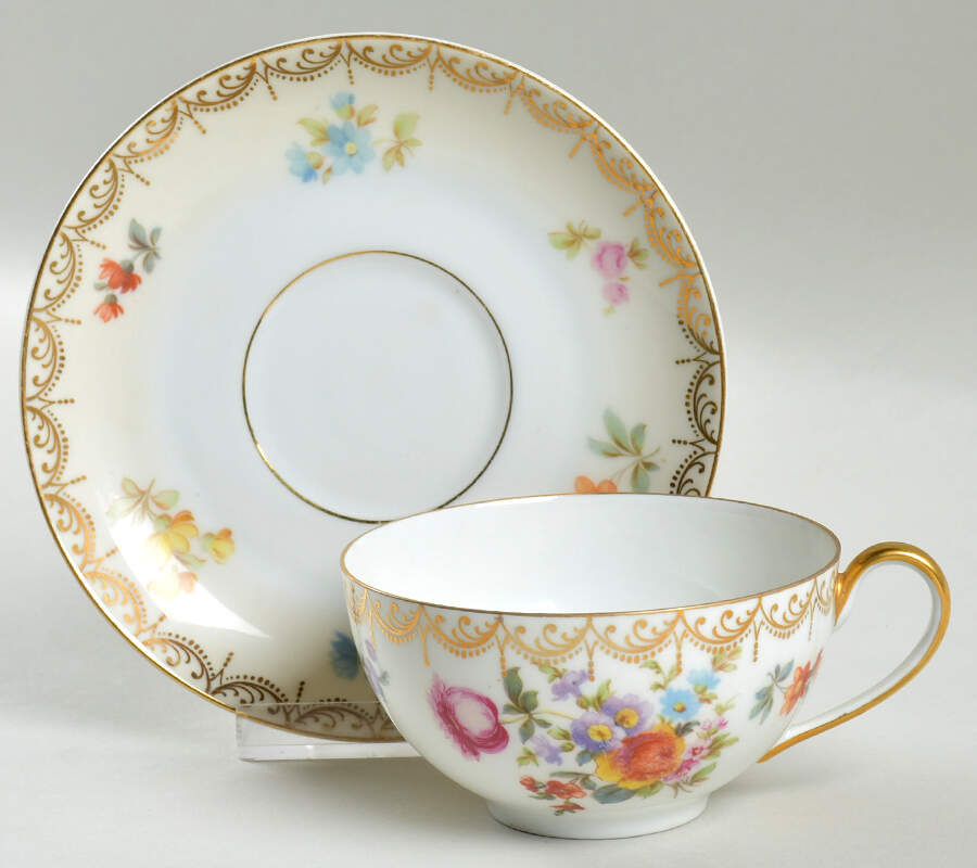 Old Meissen Flat Cup & Saucer Set by Tirschenreuth-1
