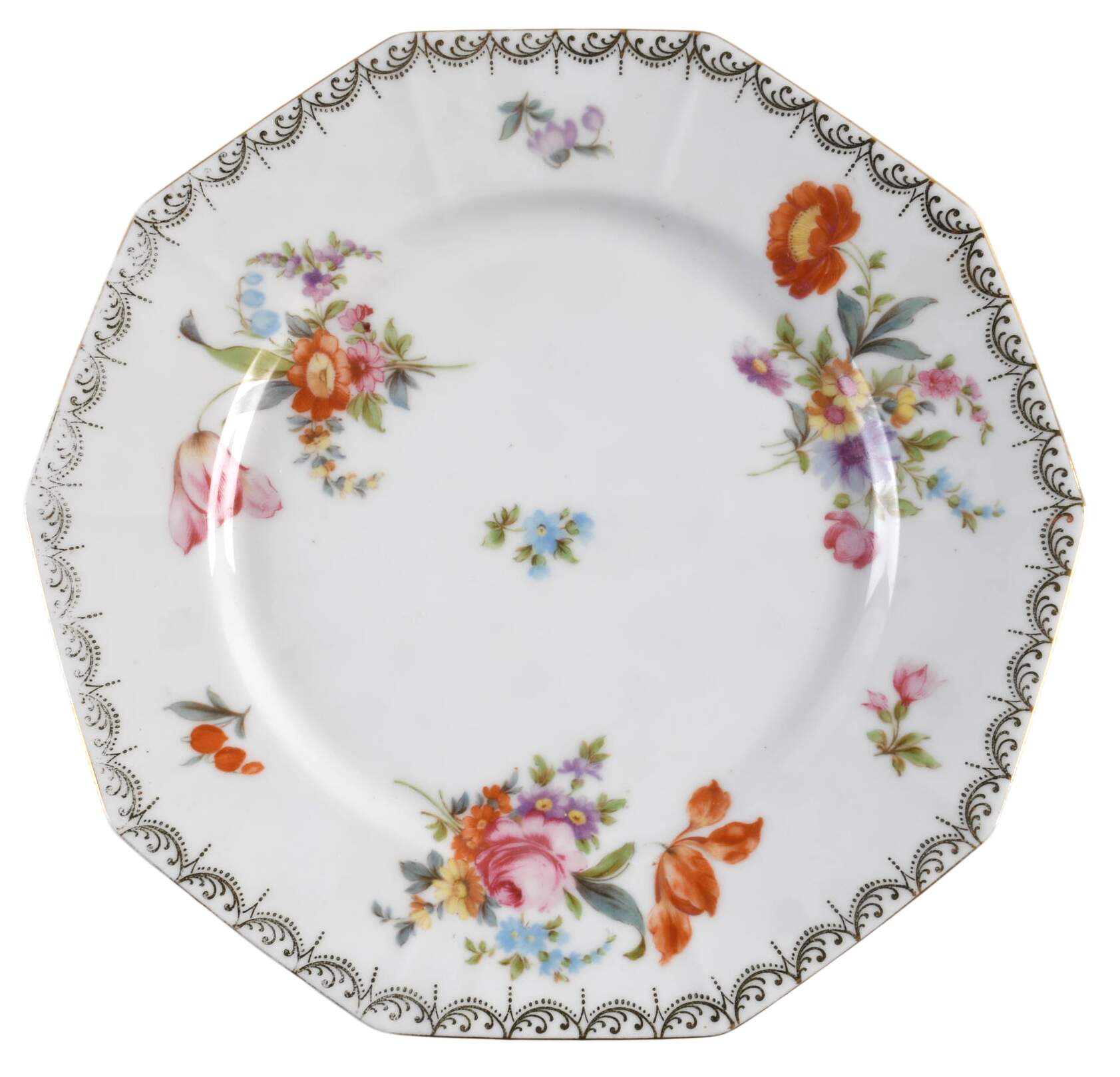 Old Meissen De Cagon Dionner Plate (10 Sides) by Tirschenreuth-1