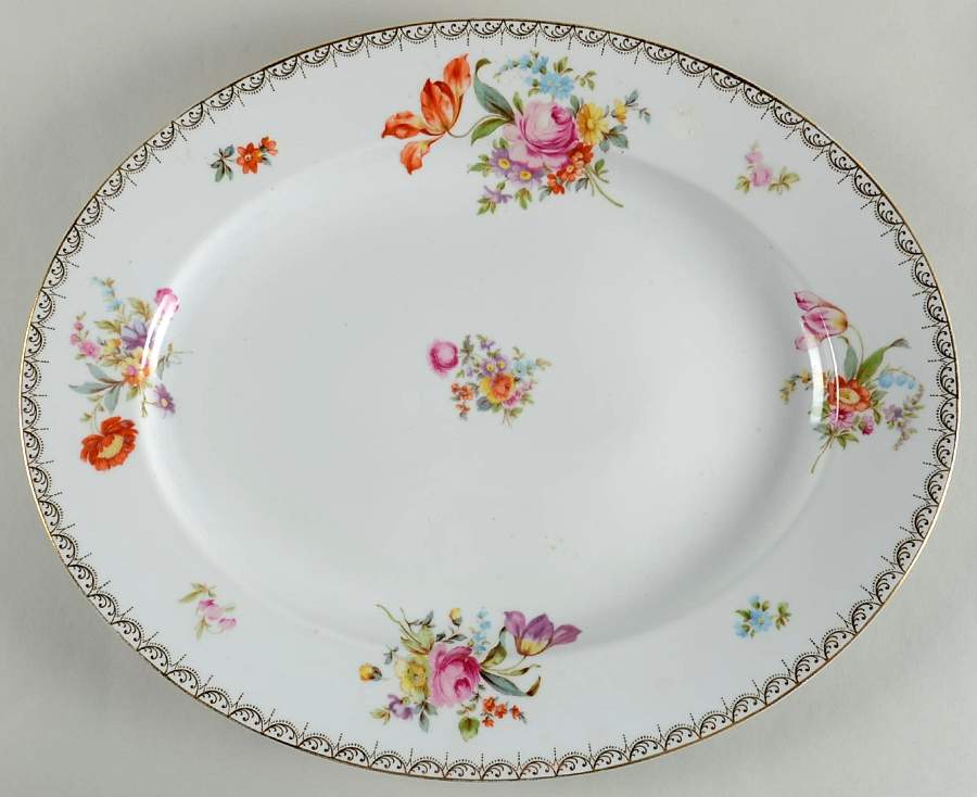 Old Meissen 17" Oval Serving Platter by Tirschenreuth-1