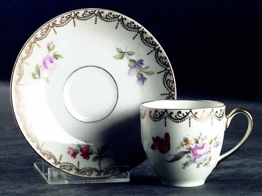 Old Meissen Flat Demitasse Cup & Saucer Set by Tirschenreuth-1