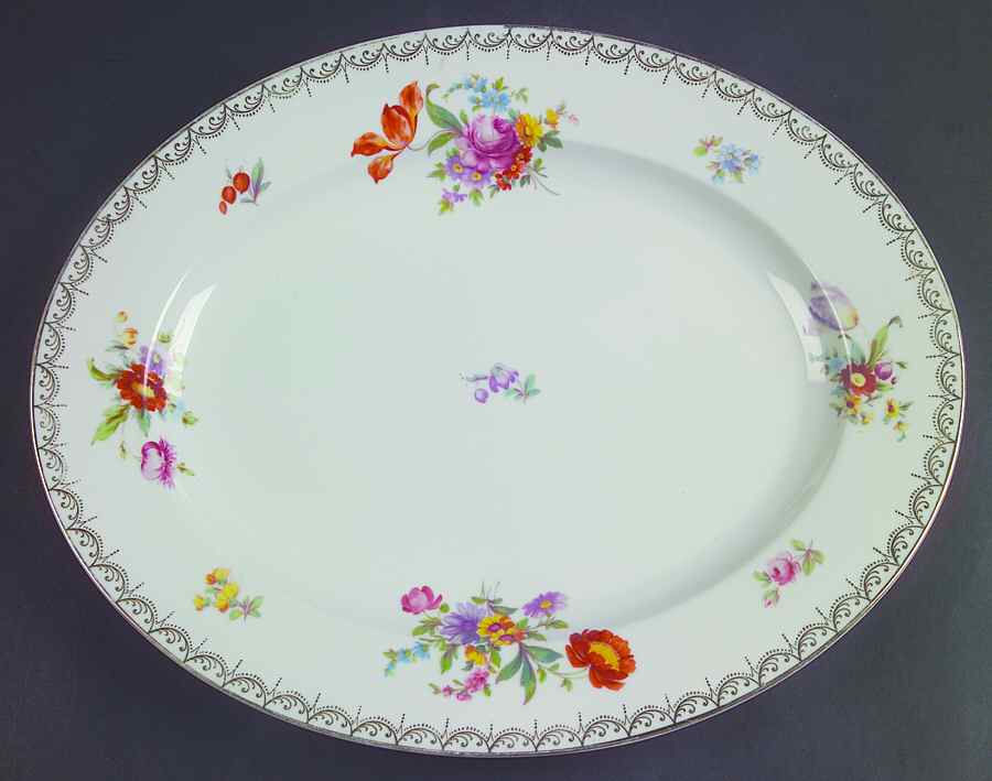 Old Meissen 14" Oval Serving Platter by Tirschenreuth-1