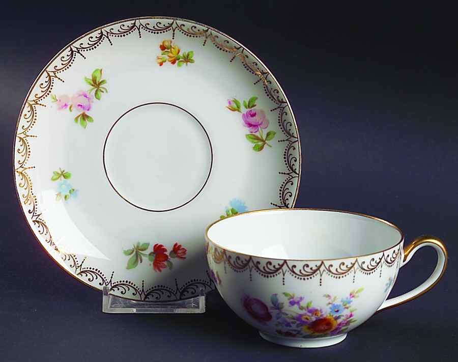 Old Meissen Flat Cup & Saucer Set by Tirschenreuth-1