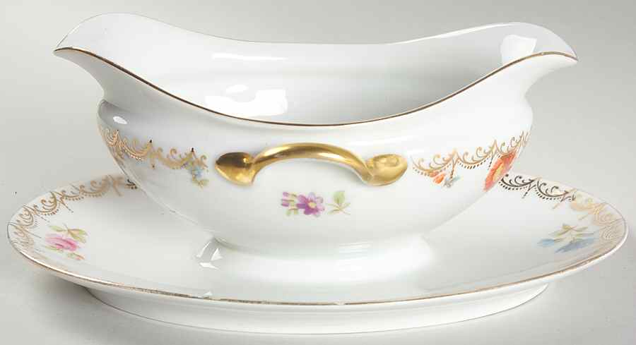 Old Meissen Gravy Boat with Attached Underplate by Tirschenreuth-1