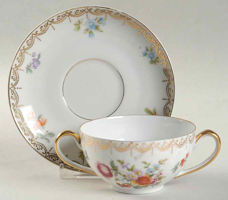 Old Meissen Flat Bouillon Cup & Saucer by Tirschenreuth-1