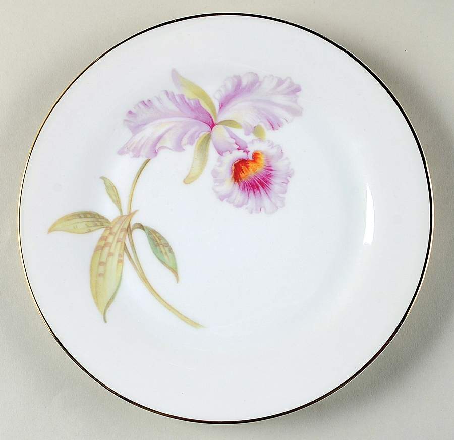 Orchid (White Background) Salad Plate by Tirschenreuth-1