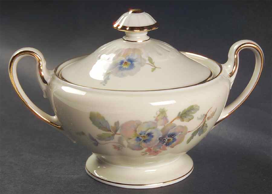 Pansy Cream Sugar Bowl & Lid by Tirschenreuth-1