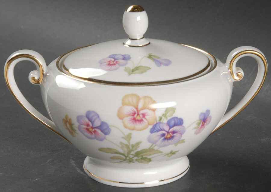 Pansy White Sugar Bowl & Lid by Tirschenreuth-1