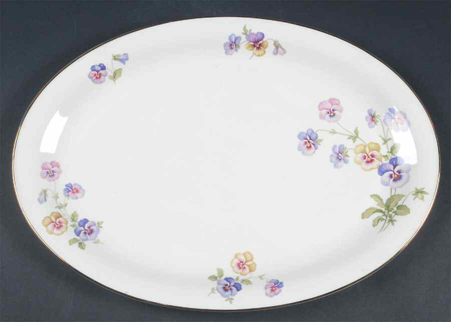 Pansy White 15" Oval Serving Platter by Tirschenreuth-1