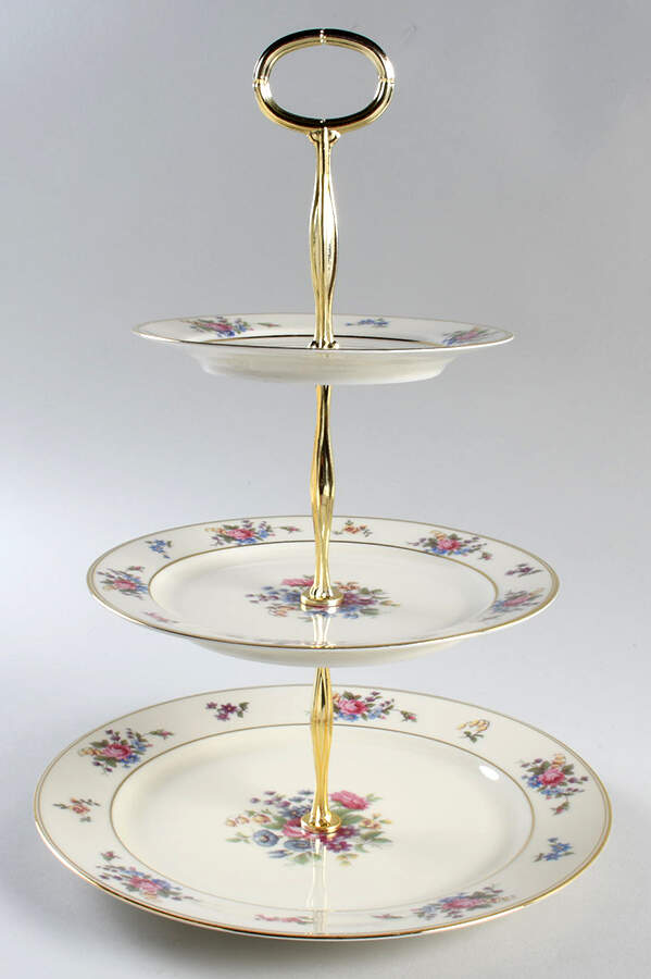 Queen's Rose Smooth #4416 13 7/8"-14 1/4" 3-Tiered Serving Tray(DP,SP,BB) HC by Tirschenreuth-1