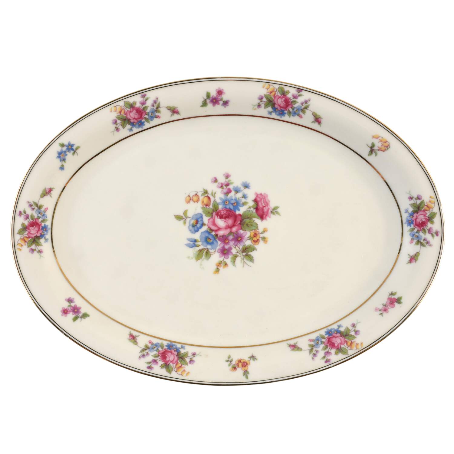 Queen's Rose Smooth #4416 13" Oval Serving Platter by Tirschenreuth-1
