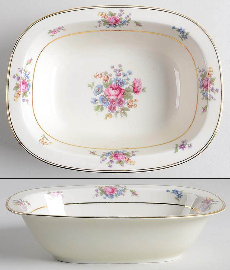 Queen's Rose Smooth #4416 8" Oval Vegetable Bowl by Tirschenreuth-1