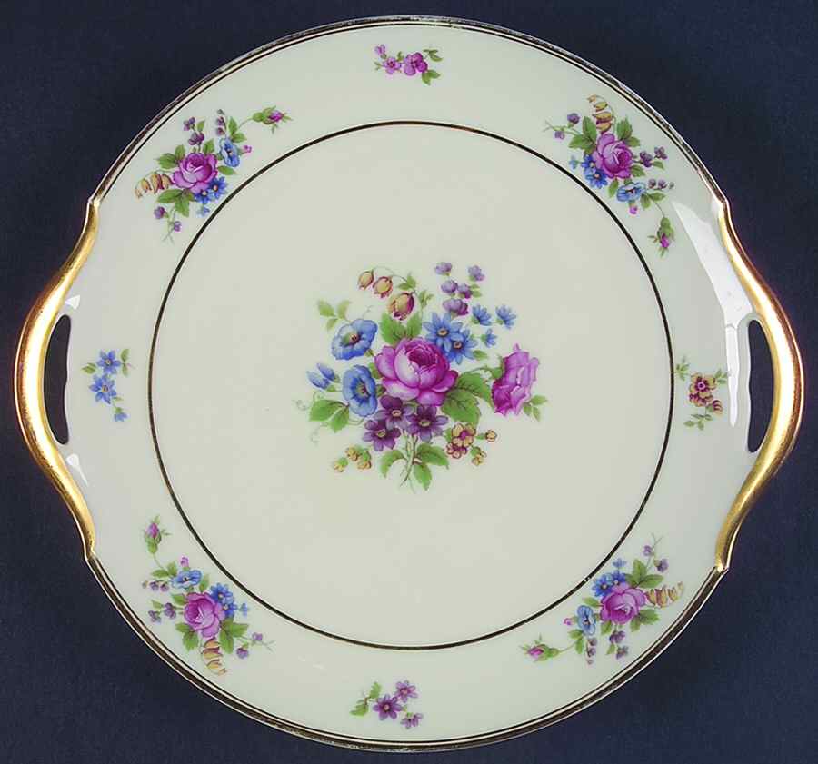 Queen's Rose Smooth #4416 Handled Cake Plate by Tirschenreuth-1