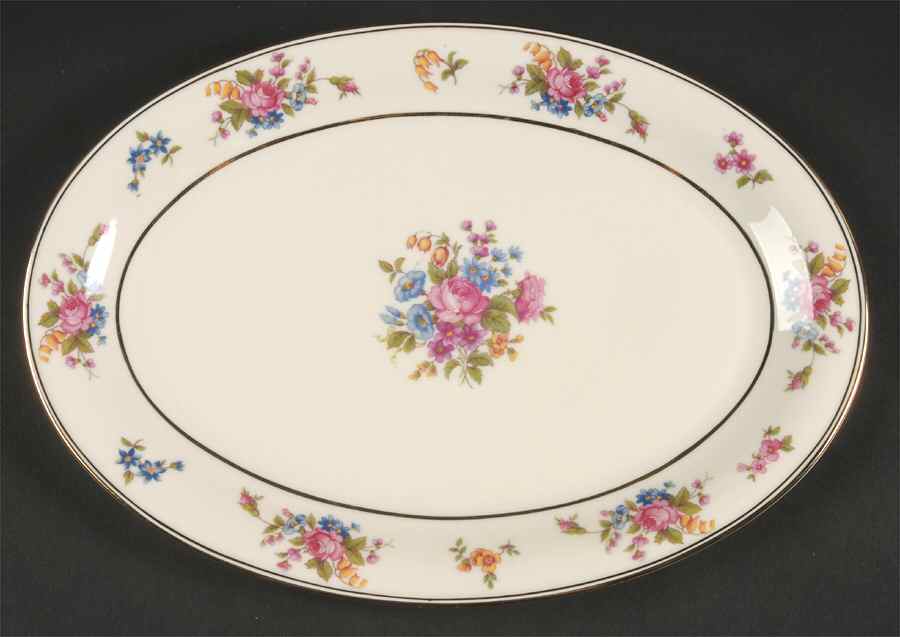 Queen's Rose Smooth #4416 11" Oval Serving Platter by Tirschenreuth-1