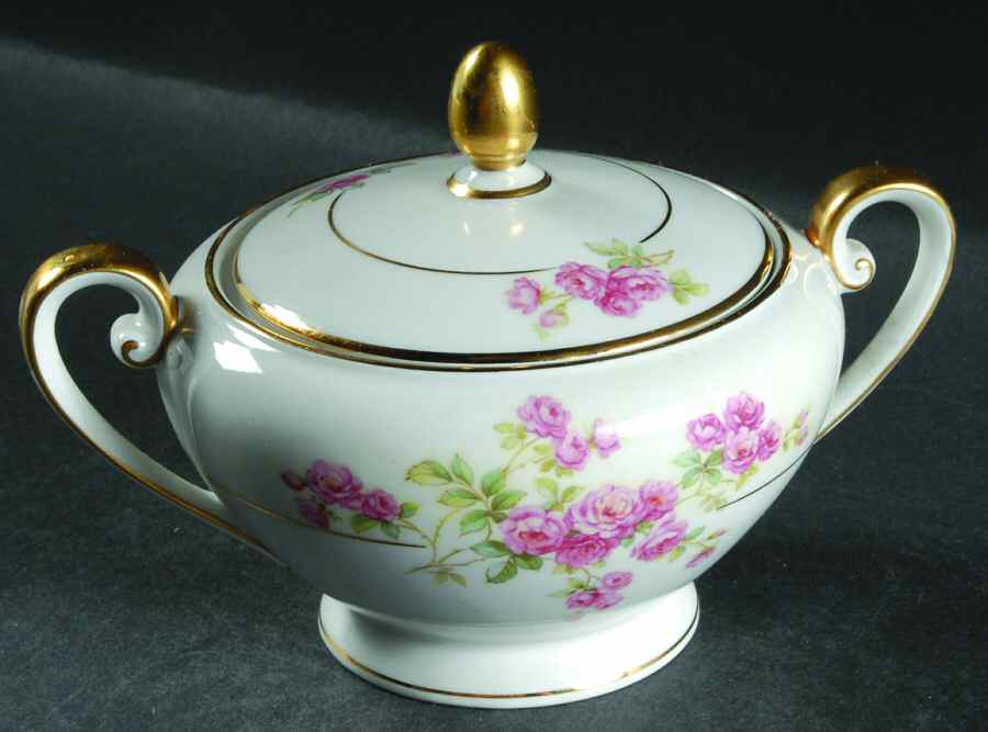 Rambler Rose Sugar Bowl & Lid by Tirschenreuth-1
