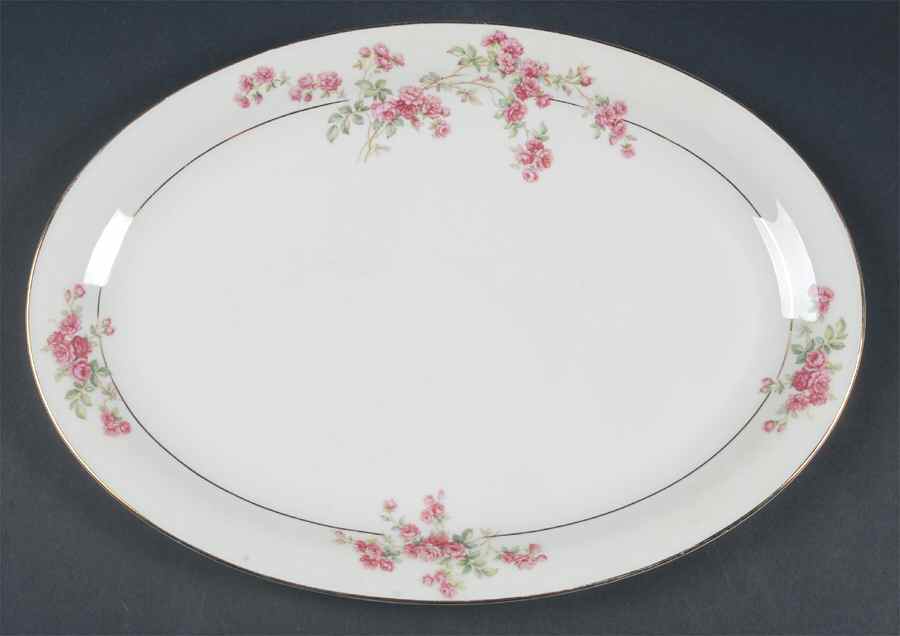 Rambler Rose 15" Oval Serving Platter by Tirschenreuth-1