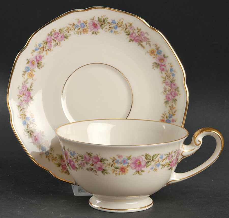Rosedale Footed Cup & Saucer Set by Tirschenreuth-1