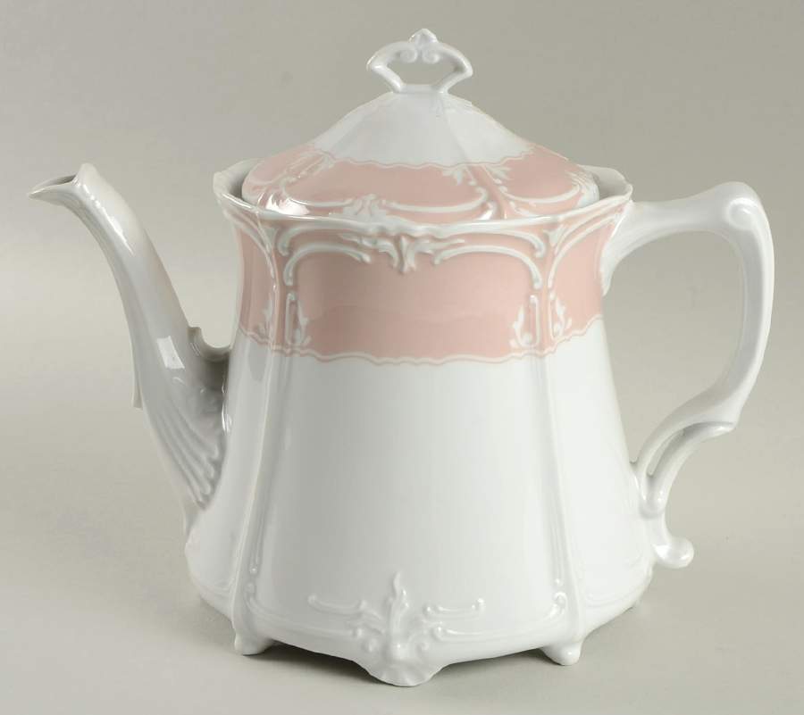 Rose (Pale Pink Color Band) Teapot & Lid by Tirschenreuth-1