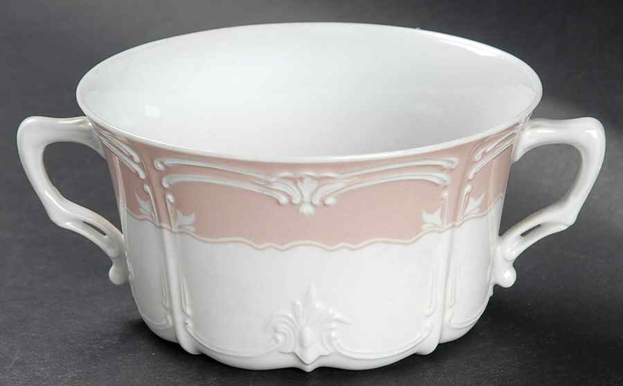Rose (Pale Pink Color Band) Flat Cream Soup Bowl by Tirschenreuth-1