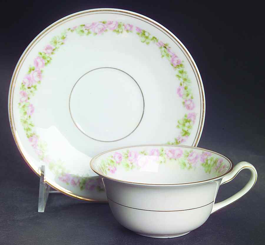 Rosedale Flat Cup & Saucer Set by Tirschenreuth-1