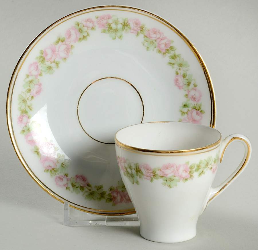 Rosedale Flat Demitasse Cup & Saucer Set by Tirschenreuth-1