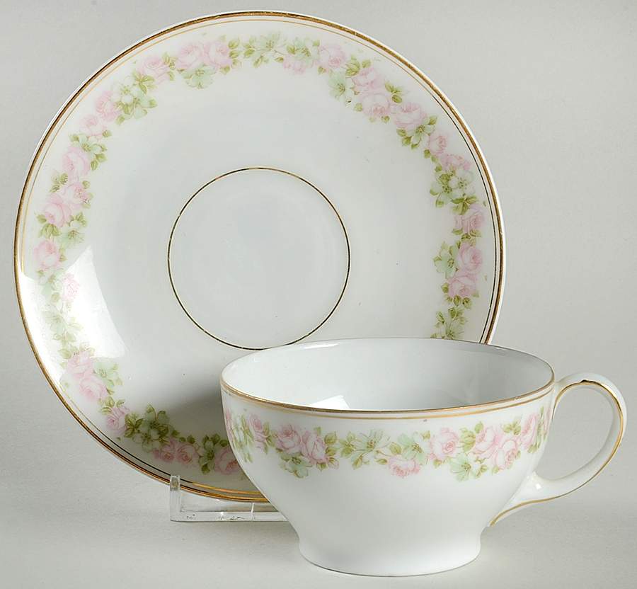 Rosedale Flat Cup & Saucer Set by Tirschenreuth-1