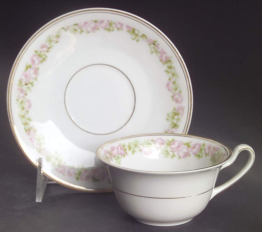 Rosedale Flat Cup & Saucer Set by Tirschenreuth-1