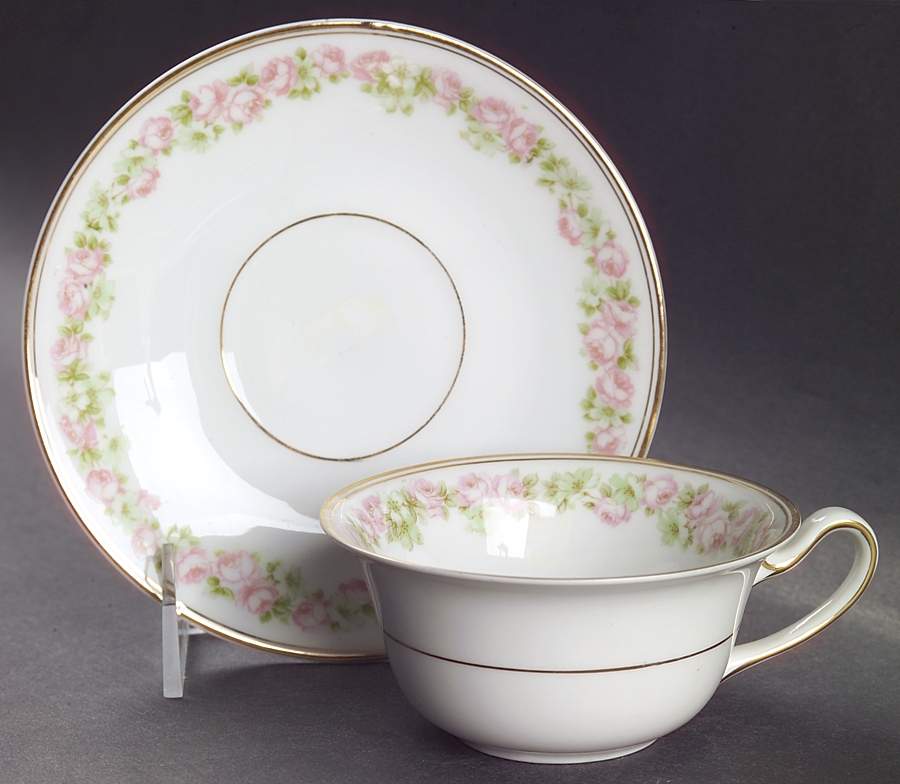 Rosedale Flat Cup & Saucer Set by Tirschenreuth-1