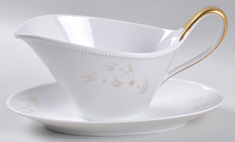Shasta Gravy Boat with Attached Underplate by Tirschenreuth-1