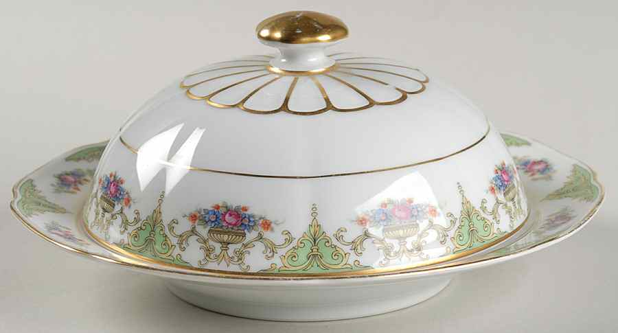The Shannon (White Border) Round Covered Butter by Tirschenreuth-1