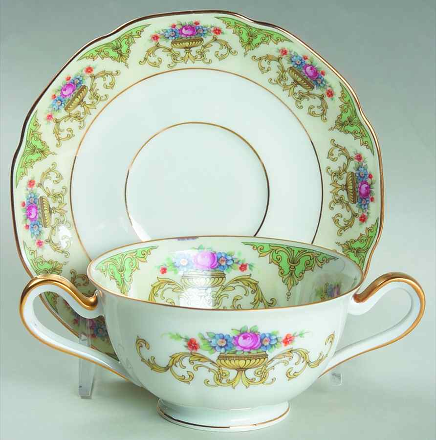 The Shannon (Cream Border) Footed Bouillon Cup & Saucer by Tirschenreuth-1