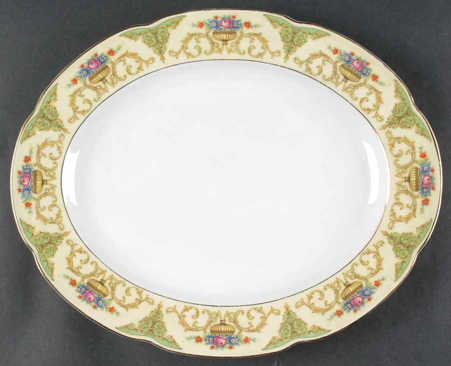 The Shannon (Cream Border) 14" Oval Serving Platter by Tirschenreuth-1