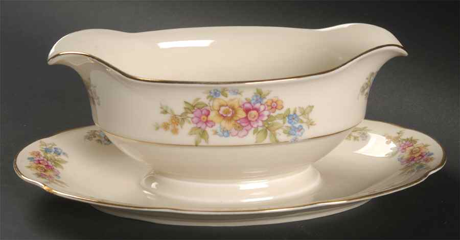 Springtime (Germany) Round Gravy Boat/Attached Underplate by Tirschenreuth-1