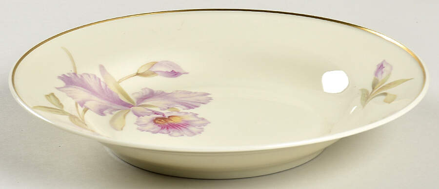 Orchid (Cream Background) Rim Soup Bowl by Tirschenreuth-1