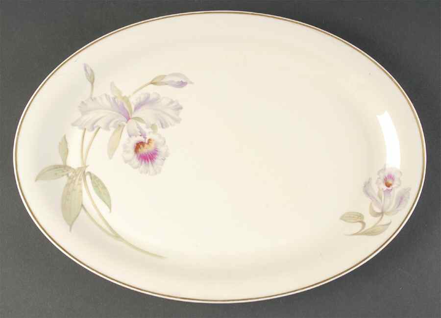 Orchid (Cream Background) 13" Oval Serving Platter by Tirschenreuth-1