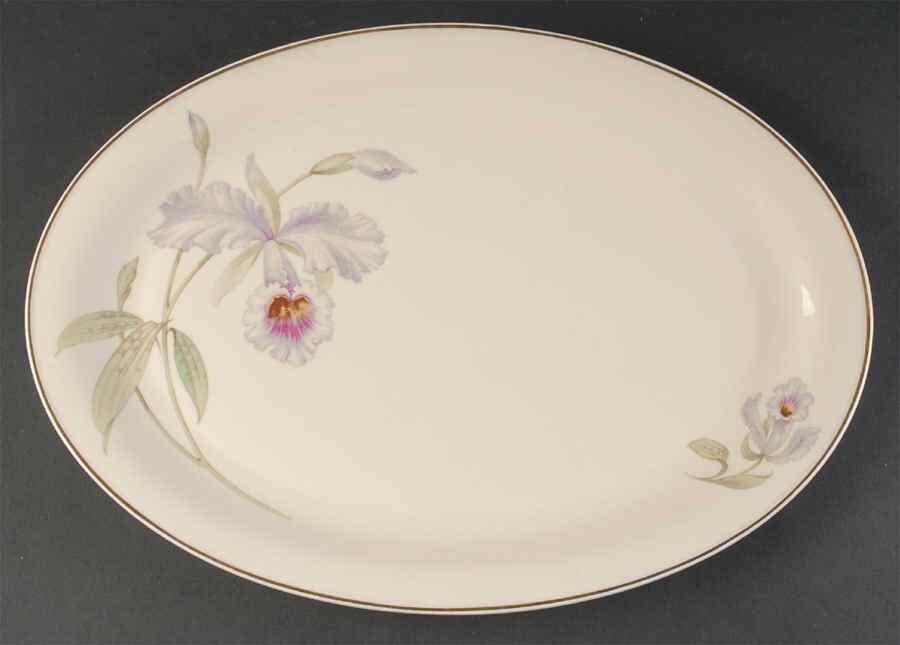 Orchid (Cream Background) 15" Oval Serving Platter by Tirschenreuth-1