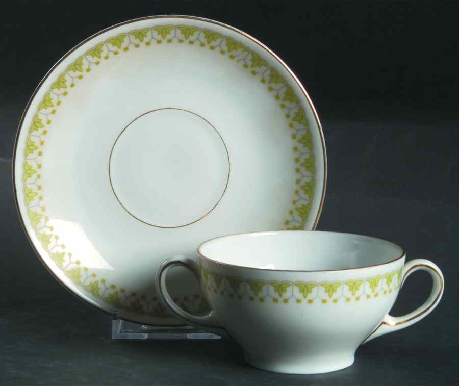 TIR9 Flat Bouillon Cup & Saucer by Tirschenreuth-1