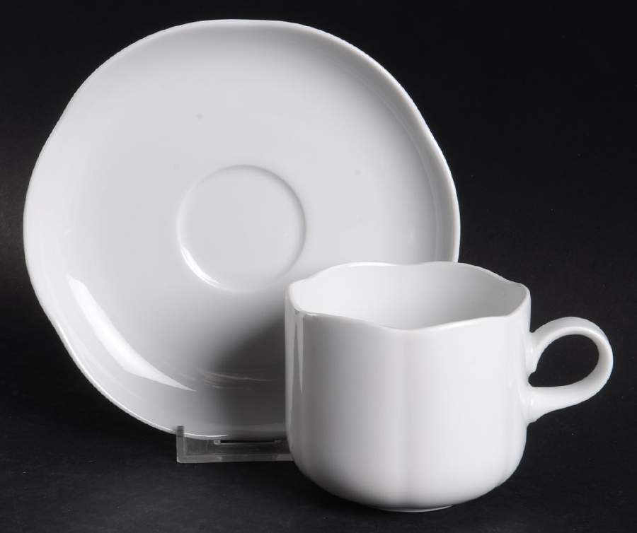 White Fleur Flat Cup & Saucer Set by Tirschenreuth-1