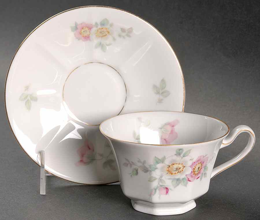 The Wild Rose Footed Cup & Saucer Set by Tirschenreuth-1