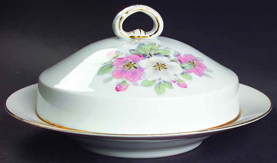 Wild Rose Round Covered Butter by Tirschenreuth-1