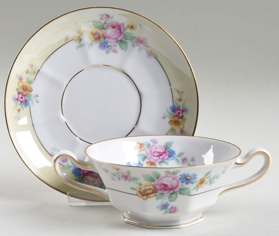 Wrexham Footed Cream Soup Bowl & Saucer Set by Tirschenreuth-1